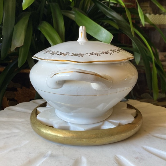 Antique S.C. Richard Porcelain Gold Floral Oval Tureen 768 Made in Italy - Picture 7 of 11